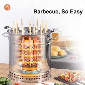 Discover a smokeless charcoal BBQ experience anywhere with this Portable Vertical Charcoal Smoker Grill, perfect for camping and outdoor adventures. 3-in-1 grill design for versatile cooking.