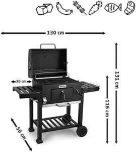 Enhance your outdoor gatherings with the Amig Fireplus Charcoal Barbecue, featuring wheels and side trays for effortless serving. Includes ventilation system, ashtray, and 57x42cm steel grill perfect for any occasion.