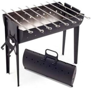 Experience the art of outdoor cooking with the Mangal Grill Folding Steel 2mm Portable, featuring 8 Shashlik Skewers and ideal for BBQ, kabob, kebab grill charcoal firesense barbecue, or Brazier Shish Kebab Grill Mangal.