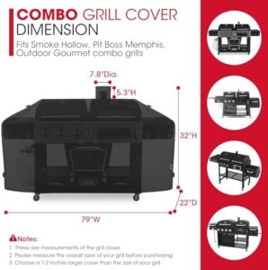 Protect your outdoor grill with the Unicook Heavy Duty Waterproof GC7000 cover, featuring special fade and UV resistant material, perfect for Smoke Hollow gas/charcoal grills and more.