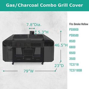 Protect your grill from the elements with SunPatio's heavy-duty waterproof cover, UV resistant and perfect for Smoke Hollow gas/charcoal grills. Dimensions: 79 inches.