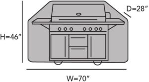 Protect your grill with the Covermates Grill Cover - Weather Resistant Outdoor Cover. Heavy-duty polyester construction and 3-year warranty ensure long-lasting use for large outdoor kitchens up to 70 inches, perfect for BBQ enthusiasts.