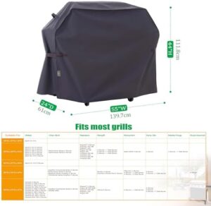 Protect your outdoor BBQ grill with the F&J Outdoors waterproof cover, suitable for 3-4-5 burner liquid propane gas grills. Dimensions: 55x24x44 inches. Perfect for outdoor use!
