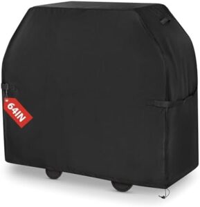 Protect your outdoor grill from the elements with EVLIQUIL's heavy-duty waterproof cover, perfect for BBQ and barbecue enthusiasts. 64-inch size, UV & fade resistant with adjustable straps.