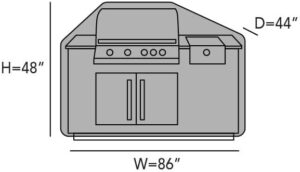 Here is the generated meta description:

"Protect your outdoor grill with the durable Covermates Island Grill Cover. Weather-resistant and made from heavy-duty 600D polyester, this cover measures 86 inches and features ripstop grey fabric."