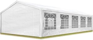 "Transform your outdoor space with the TOOLPORT Marquee Garden Tent, featuring a sturdy 5x10m gazebo and 180g/m² PE tarpaulin for 100% waterproof protection. Perfect for al fresco dining or relaxation."