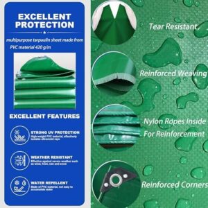 Here is the optimized SEO meta description:

"Waterproof LDQBF Tarpaulin, 4x6.5m heavy duty cover for camping, caravan and furniture protection. Durable PVC tarp with mesh design for airflow and water resistance. Perfect for outdoor use."