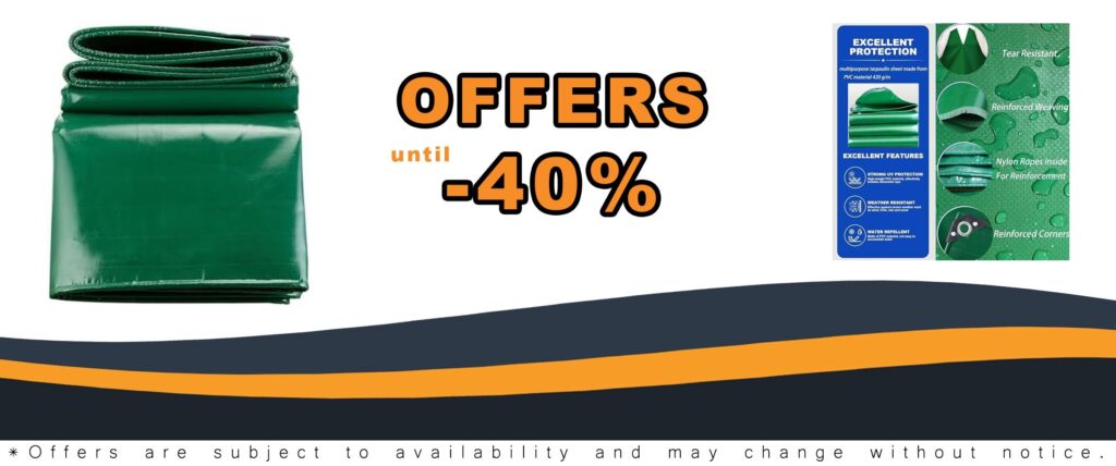 Heavy Duty Waterproof Tarpaulin 4x6.5m PVC Cover Green