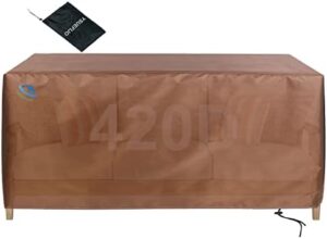 Protect your outdoor furniture with the YSUEFIJO patio table cover, waterproof and durable. Rectangular design for garden veranda tables and chairs, perfect for sectional sofa sets. Brown color available.
