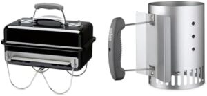 Discover the Weber Go-anywhere Portable BBQ and 7447 Chimney Starter combo for compact outdoor cooking. Perfect for camping trips and small gatherings.