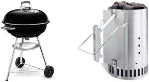 Master the art of outdoor cooking with the Weber Compact Charcoal BBQ, a portable and versatile grill perfect for small gatherings. Ideal for camping or backyard use, this 57cm charcoal BBQ is easy to handle and comes with a chimney starter included.