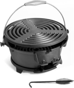 Here is the meta description:

"Elevate outdoor cooking with this portable Round Mini Hibachi Grill, featuring 100% cast iron construction and a durable design for camping or backyard barbecues. Perfect for coal-powered feasts."
