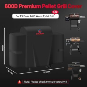 Protect your Pit Boss 440D with the Comnova Grill Cover, a premium waterproof & heavy duty cover made of 600D pelleted mahogany material. Perfect for protecting against weather conditions and everyday wear.