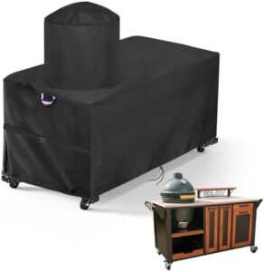 Here is the optimized SEO meta description:

Protect your Kamado grill with this waterproof table cover, perfect for outdoor BBQs. Water-resistant design and durable material ensure a long-lasting solution for ceramic egg grills.