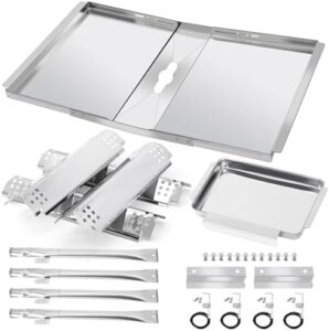 Here is the optimized SEO meta description:

"Upgrade your Nexgrill grill with our replacement parts kit, featuring adjustable grease trays, heat plate shields, and burner igniters. Perfect for 4-burner models like 720-0830H and 720-0888."