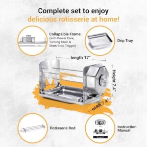 Here is the meta description:

"Introducing the world's first non-electric self-rotating rotisserie for convection oven, air fryer oven, and BBQ. Cook up to 5lbs of food without batteries or electricity."