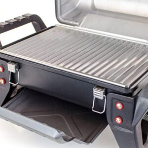 Here is the generated meta description:

"Portable barbecue grill with TRU-Infrared technology for even heating. Compact design and lightweight build make it perfect for camping or small backyard gatherings. Enjoy delicious meals on-the-go!"