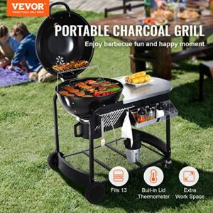 Here is the generated SEO meta description:

"Portable charcoal grill with propane gas kettle and heavy duty iron BBQ grill, perfect for outdoor cooking, camping, picnic or backyard use. Compact design with cart and cover included."