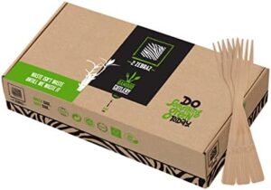 "Discover the eco-friendly 2ZEBRAZ Bamboo Utensils Set of 300 forks for parties, events and outdoor adventures. Reusable or disposable, these smooth, durable and odorless cutlery pieces are perfect for everyday use."