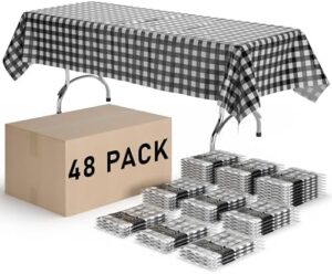 Protect your outdoor gatherings with our Exquisite Picnic Table Cover, a premium rectangle plastic tablecloth featuring black and white checkered gingham design. Perfect for BBQs and picnics!