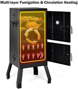 Delight your outdoor cooking experiences with the Charcoal BBQ Grill, featuring 2 doors, thermometer, chrome-plated nets and charcoal pots. Perfect for camping or garden cooking, this vertical roaster is a must-have for any grill enthusiast! (149 characters)