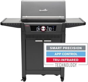 Here is the meta description:

"Transform your outdoor cooking with this smart gas grill BBQ, featuring app control and cleaning function. Ideal for garden, balcony, or patio use, with temperature range 90-370°C."