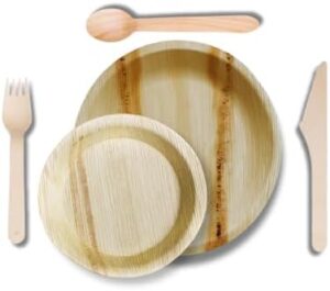 Here is the optimized SEO meta description:

"Discover the ultimate eco-friendly solution for events and parties! This 1000-piece set includes 25 large, 25 small, and 25 utensils made from biodegradable palm leaf plates."