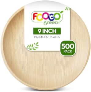 Here is the generated SEO meta description:

"Serve hot food with eco-friendly FOOGO Green 500pcs Disposable Palm Leaf Plates, biodegradable and compostable like wooden plates. Perfect for picnics and parties."