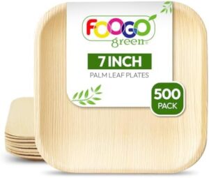 Elevate your events with FOOGO's eco-friendly Palm Leaf Plates, 500pcs of compostable, biodegradable and compostable plates ideal for hot food, picnics and wedding parties.
