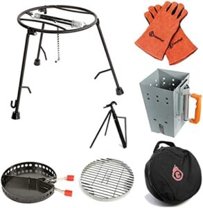 Here is the optimized SEO meta description:

"Master outdoor cooking with this 7-piece set featuring a Dutch oven, charcoal holder, and cast iron grill accessories. Perfect for camping trips and outdoor gatherings."