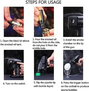 Discover the ultimate smoke infuser gun set for your kitchen, featuring bubble fluid, essential oil, and smoked sponge core. Perfect for cocktails and DIY tools.