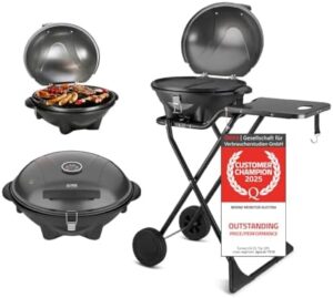 Upgrade your outdoor cooking experience with this TZS First Austria 2-in-1 BBQ Electric & Table Grill, featuring a stable and foldable design for balconies. Boasting 2400 W power with temperature control, perfect for family gatherings!