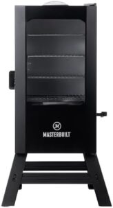 Discover the Masterbuilt 30-inch Digital Electric Vertical BBQ Smoker with Leg Kit, Side Wood Chip Loader and 710 Cooking Square Inches in Black. Perfect for outdoor cooking enthusiasts!
